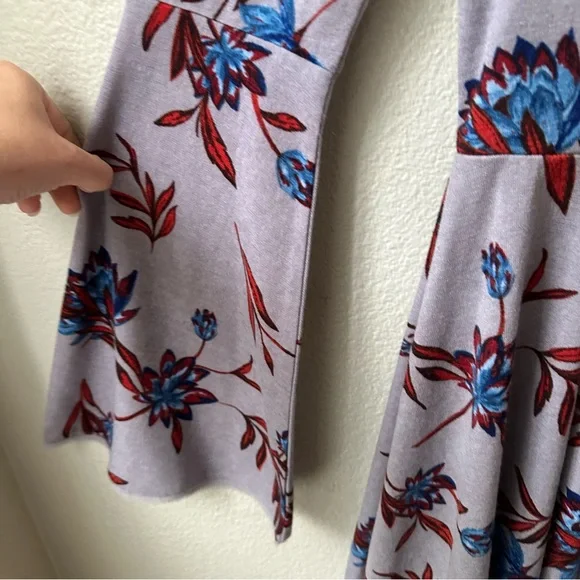 kimchi blue urban outfitters purple floral trumpet sleeve skater dress womens M - Picture 4 of 8